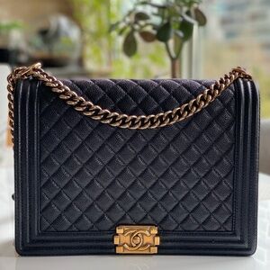 Large Boy Chanel Black Caviar w/ Rustic Gold Hardware
